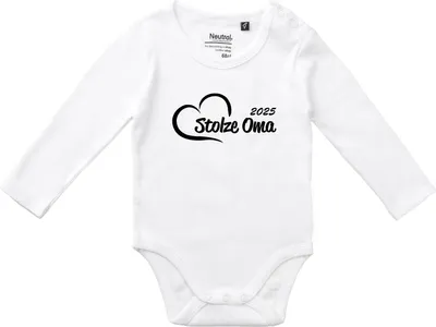Produktbild von Huuraa Baby Body Stolze Oma 2025 Herz 80 White  Baumwolle Fairtrade Langarmbody Geschenkidee