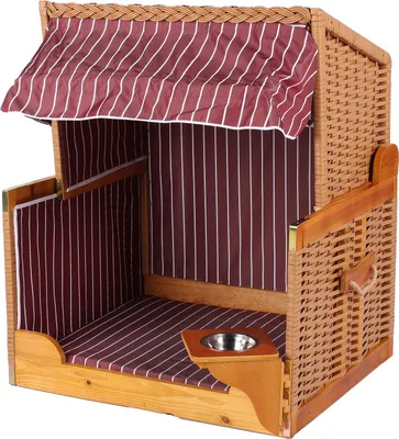 Produktbild von Hundestrandkorb - gestreift/rot - PE beige - inkl. Schutzhülle