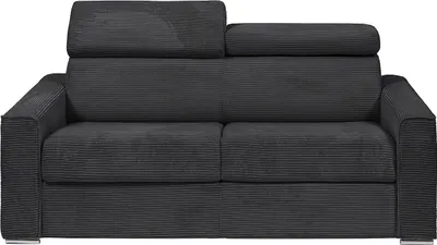 Produktbild von Express 3-Sitzer Schlafsofa in grauem Kord - Schlafbereich 140 cm - Matratze 22 cm - VIZIR