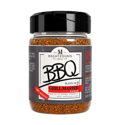 Bagatzounis BBQ Grillgewürz 120 g Glas auf weißem Grund