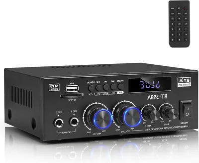 Productafbeelding van Hifi stereo versterker - Mini bluetooth receiver - Thuisbioscoop geluid - 450W x 2 vermogen - 2 kanaals - Zwart