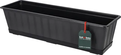 Produktbild von KOTARBAU® Blumenkasten Blumentopf für Balkon 60x18x14cm Anthrazit Balkonkasten Balkongeländer Pflanzkasten mit Untersetzer aus Kunststoff Rechteckig