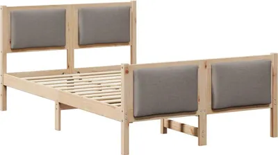 Produktbild von vidaXL Bettrahmen mit Kopfteil Taupe 120 x 200 cm Stoff
