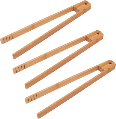 Imagen del producto de Juego de utensilios para barbacoa, de 3 piezas, de 30 cm, hechos de haya, con mangos antideslizantes, para usar en la parrilla y en la cocina
