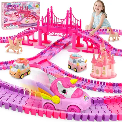 Immagine prodotto di Set per la pista di corse delle principesse unicorno con binari flessibili