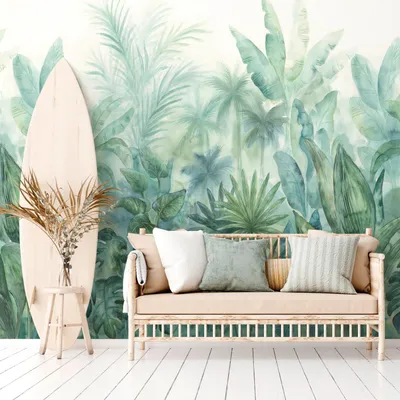 Immagine prodotto di Profhome 392301-GU Carta da parati in tessuto non tessuto jungle verde opaco blu crema bianco 2,65 m x 2,8 m