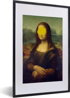 Produktbild von MuchoWow® MuchoWow® Gerahmtes Poster Mona Lisa - Leonardo da Vinci - Gelb 40x60 cm - Poster mit zchwarzem Bilderrahmen - Poster in Rahmen