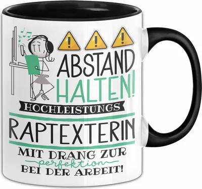 Produktbild von Raptexterin Tasse Geschenk Lustig Abstand Halten Hochleistungs-Raptexterin Mit Drang Zur Perfektion Bei Der Arbeit (Schwarz)