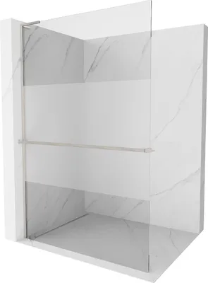 Zdjęcie produktu dla Mexen Kioto+ L ścianka prysznicowa z półką 100 x 200 cm, przezroczysta/szroniona, polerowany nikiel - 800-100-123-97-35
