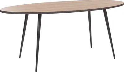 Produktbild von BELIANI Esstisch Braun / Schwarz 180 x 90 cm aus MDF-platte und Metall in Holzoptik Wohnzimmer Esszimmer Salon Küche Oval Modern