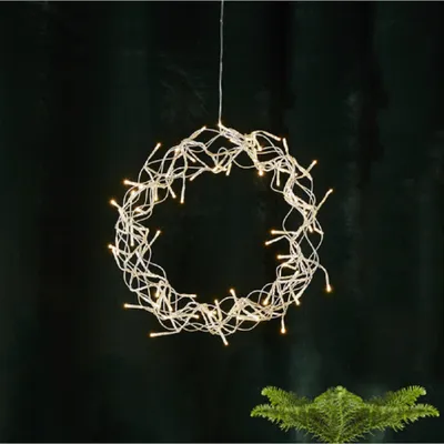 Zdjęcie produktu dla Szwedzka Dekoracja Wianek z Oświetleniem LED CURLY, 30 cm, Ciepłe Światło, Subtelny Akcent, do Wnętrz