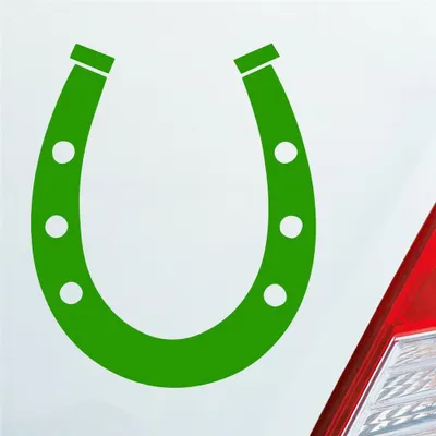 Produktbild von Auto Aufkleber Hufeisen Glück auf Pferd Pony Horse 12x10 cm Hellgrün Sticker Heckscheibenaufkleber