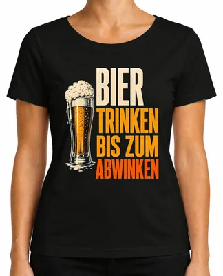 Produktbild von Bier trinken bis zum Abwinken Party Saufen Lustiges   Damen T-Shirt, Schwarz, XL