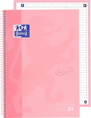 Produktbild von Oxford - Notizbuch Touch Peabook A4+ 4-Loch-Linie 80 Blatt Pastellrosa