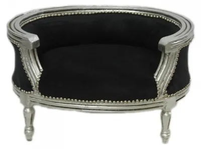 Image de Canapé Casa Padrino Barock pour chiens et chats, style antique, noir/argent, longueur 71,5 cm