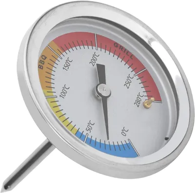 Imagen del producto de Termómetro para parrilla con indicador de temperatura, de 0 a 280°C, ideal para parrillas de carbón, carne y barbacoa
