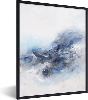 Produktbild von MuchoWow® Gerahmtes Poster Farbe - Malerei - Abstrakt - Blau 60x80 cm - Poster mit Schwarzem Bilderrahmen Wandposter Rahmen Foto Bilder - Premium - Wanddeko Wohnzimmer