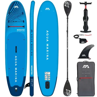 Produktbild von Aqua Marina Monster SUP Board 12'0" (366 cm) aufblasbar – Komplettset mit 2in1 Kombipaddel & Zubehör – Blau 2025