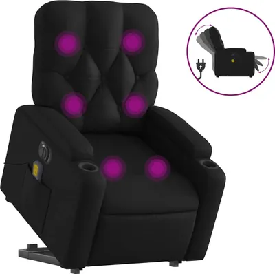 Produktbild von vidaXL Massagesessel mit Aufstehhilfe Elektrisch Schwarz Kunstleder