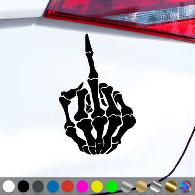 Produktbild von PantherPixel Skelett Mittelfinger Aufkleber Knochen Stinkefinger Sticker Auto Geschenkidee Farbe Schwarz