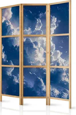 Zdjęcie produktu dla Parawan japoński Tła i desenie 135x172 cm 3-częściowy niebieski