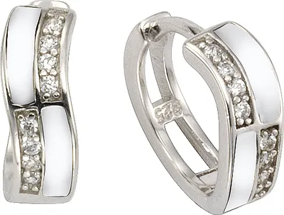 Produktbild von F Klappcreolen 925/- Sterling Silber 1,3cm weiß Zirkonia weiß 025210082-1