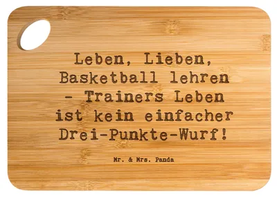 Produktbild von Mr. & Mrs. Panda Hackbrett Spruch Basketballtrainer Lebensweisheit - Transparent - Geschenk, Berufspassion, Holzbrett, Holzbrettchen, Basketballehrer, Trainer, Beruf