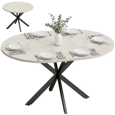 Productafbeelding van Uitschuifbare eettafel voor 4-6 personen, industriële keukentafel met spinpoten, grijs