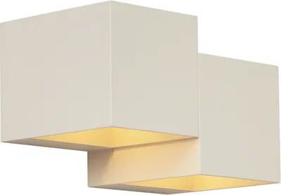 Produktbild von QAZQA - Moderne Wandleuchte Beige 2-flammig - Transfer Double I Wohnzimmer I Schlafzimmer - Aluminium Quadratisch I Andere - LED geeignet G9