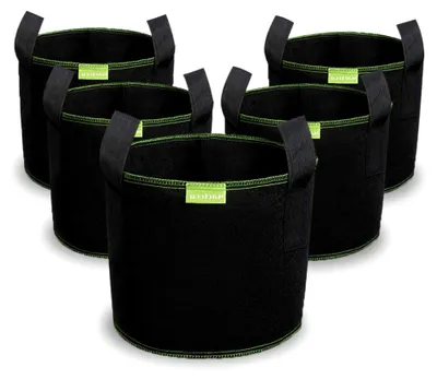 Produktbild von Stofftopf, 5 Stück 12 L Pflanzsack, Vliesstoff Pflanztasche mit Griffen für Kartoffeln, Tomaten und Erdbeeren