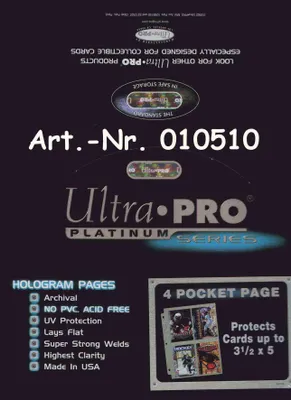 Produktbild von 100 Ultra Pro Platinum 4---ket Pages - 3-1/2" X 5"