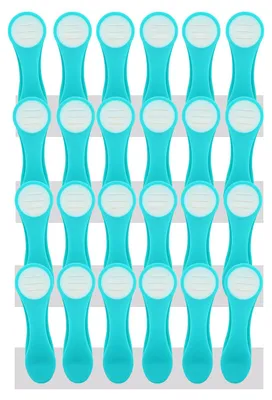 Produktbild von trendfinding 24 Wäscheklammern mit Edelstahlfedern und Softgrip Türkis-Dunkelgrau