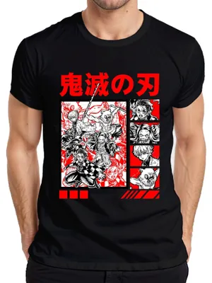 Immagine prodotto di maglietta da uomo rossa Tanjiro Nezuko Inosuke Zenitsu, Nero, XL