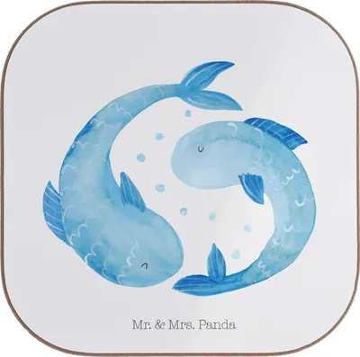 Produktbild von Mr. & Mrs. Panda Tischuntersetzer Sternzeichen Fische - Weiß - Geschenk, Geburtstag März, Februar, gläseruntersetzer, Sternbild, Fisch, Getränkeuntersetzer, Coaster