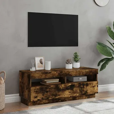 Produktbild von vidaXL TV-Schrank mit LED-Leuchten Räuchereiche 100x35x40 cm