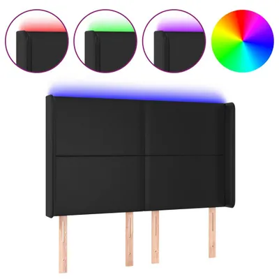 Produktbild von vidaXL LED Kopfteil Schwarz 147x16x118/128 cm Kunstleder