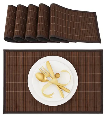 Tischsets aus Bambus, 6er-Set, braun, 30x45 cm, rutschfest