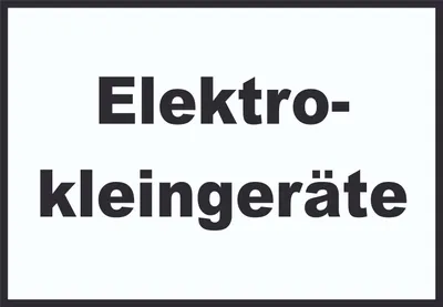 Produktbild von Elektrokleingeräte Mülltrennung Schild mit Text waagerecht A6 Rückseite selbstklebend