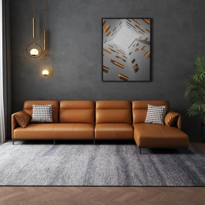 Produktbild von Ledersofa Couch Wohnlandschaft Garnitur Design Modern Sofa Ecksofa L-Form Orange