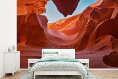 Produktbild von MuchoWow® Fototapete für Wohnzimmer oder Schlafzimmer Wandtapete Vinyl Motivtapete Felsen unter der brennenden Sonne im Antelope Canyon - 420x280 cm - Zimmer für Kinder