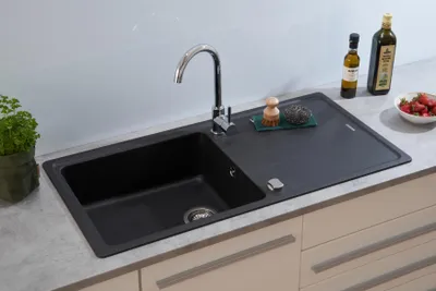 Produktbild von Küchenspüle Spüle Einbauspüle Granit Becken 100x50 Schwarz Respekta Columbia