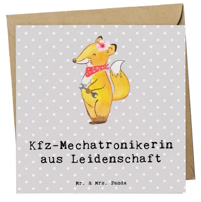Produktbild von Mr. & Mrs. Panda Grußkarte Kfz-Mechatronikerin Leidenschaft - Grau Pastell - Geschenk, Spruch, doppelkarte, anlasskarte, Ausbildung, Witzig, Klappkarte, faltkarte, Lustig