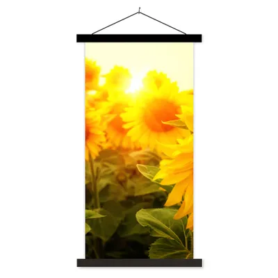 Produktbild von MuchoWow® Textilposter Sonnenblume - Gelb - Blumen - Sonne 90x180 cm mit schwarzem Rahmen - Dekoration Wohnzimmer