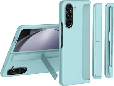 Produktbild von Handyhülle für Samsung Galaxy Z Fold 6 Robust PC Hülle mit 2 Scharnier Stifthalter Ständer Blau