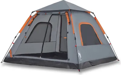 Produktbild von vidaXL Kuppel-Campingzelt 5 Personen Grau und Orange Quick Release