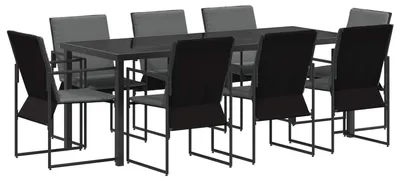 Produktbild von vidaXL Garten Essgruppe 9 pcs Schwarz und Anthrazit 200 x 80 x 73 cm