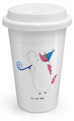 Produktbild von Mr. & Mrs. Panda Reisebecher Einhorn Party - Weiß - Geschenk, Club, Konfetti, Coffee To Go Becher, Disco, Isolierbecher, Einhörner, Mehrwegbecher, Thermobecher, Unicorn