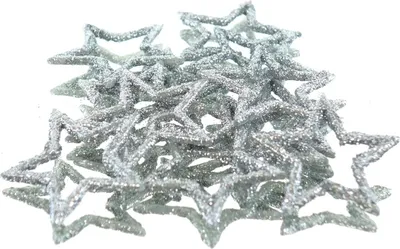 Produktbild von Weihnachtsdeko Streusterne Silberfarben mit Glitzer Ø 4 cm aus Kunststoff - 12er Pack