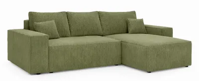 Produktbild von ANMIL Ecksofa LAGOS 279 x 181 x 94 cm Universal mit Schlaffunktion und Bettkasten – Cord in Helgruen Links/Rechts montierbar