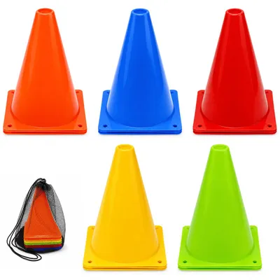 Imagen del producto de Conjunto de conos de entrenamiento, 15 unidades, con bolsa de malla, para fútbol y baloncesto